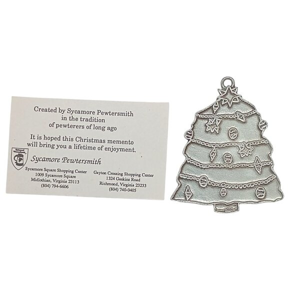 Sycamore Pewtersmith Other - Fischer Pewter Christmas Tree Ornament Sycamore Pewtersmith 1988 Evergreen VA